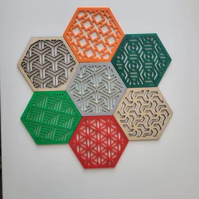 Bộ sưu tập đế lót ly hình lục giác (Coaster Collection) in 3D độc đáo