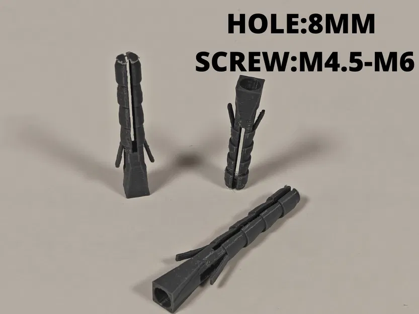 Tắc kê nhựa (8mm) | Dùng cho vít M4.5-M6 | 5 kích thước - Image 1