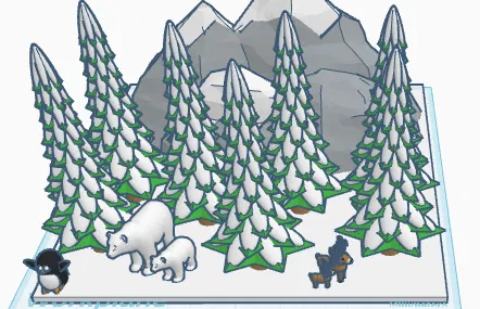 Mô hình tiểu cảnh núi tuyết mùa đông (Winter Mountain Diorama) 3D - Image 1