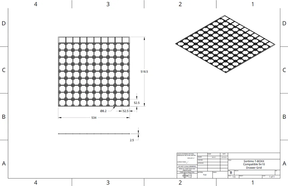 Lưới chia ngăn kéo tương thích Sortimo T-BOXX (9x10) - Hệ thống module - Image 4