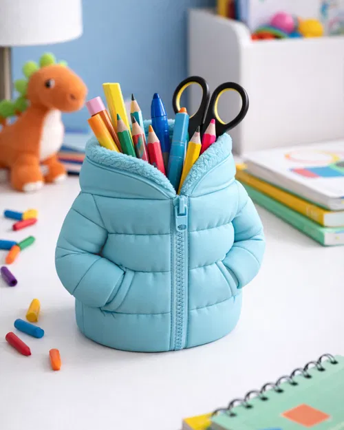 Ống đựng bút để bàn hình áo phao Puffer Jacket - Image 1