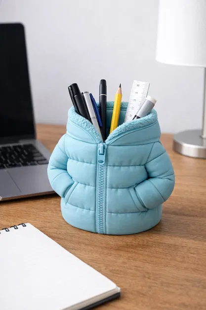 Ống đựng bút để bàn hình áo phao Puffer Jacket - Image 3