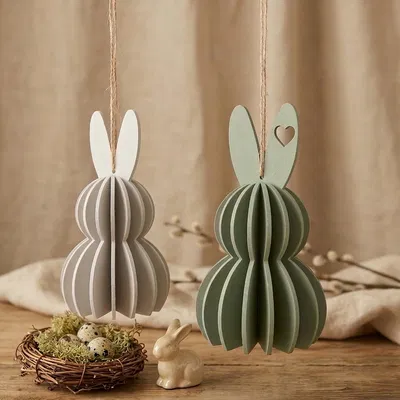 Mô hình thỏ Phục sinh trang trí dạng lớp – Để bàn hoặc treo tường