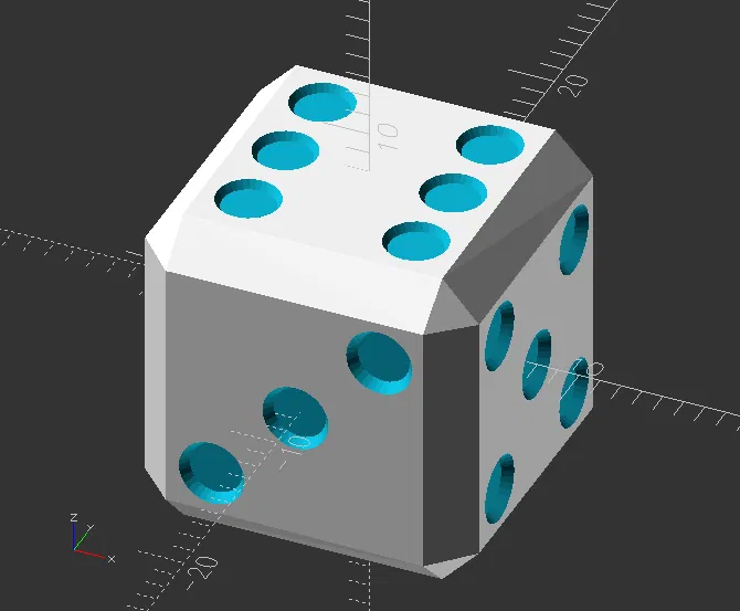 Mô hình xúc xắc tùy chỉnh Dice Parametric OpenSCAD in 3D - Image 1
