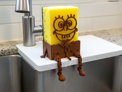 Khay đựng bông rửa chén hình Spongebob kèm ống thoát nước - Image 1