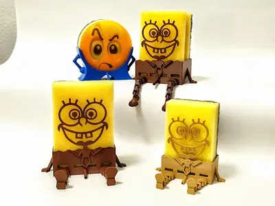 Khay đựng bông rửa chén hình Spongebob kèm ống thoát nước - Image 2