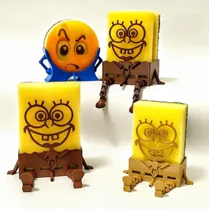 Khay đựng bông rửa chén hình Spongebob kèm ống thoát nước