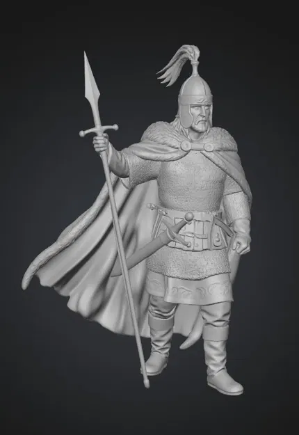 Mô hình 3D Kỵ sĩ Nga cầm giáo với áo choàng sang trọng - Image 1