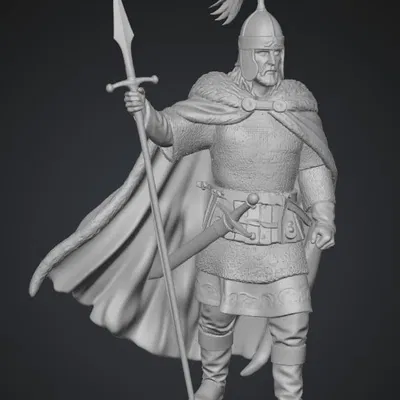 Mô hình 3D Kỵ sĩ Nga cầm giáo với áo choàng sang trọng