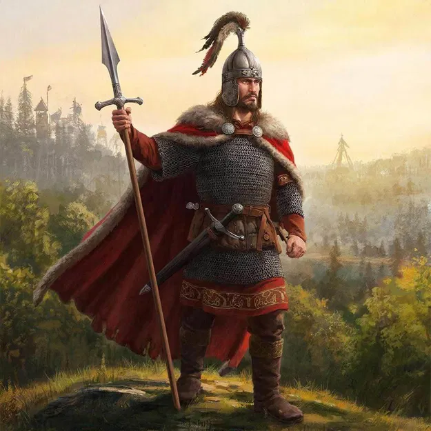 Mô hình 3D Kỵ sĩ Nga cầm giáo với áo choàng sang trọng - Image 2