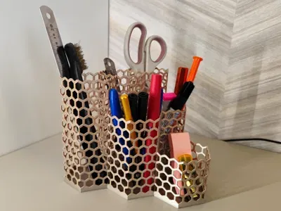 Ống đựng bút họa tiết tổ ong - Honeycomb pen organizer - Image 1