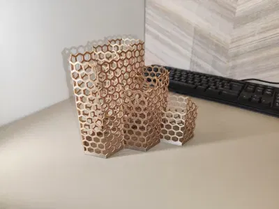 Ống đựng bút họa tiết tổ ong - Honeycomb pen organizer - Image 3