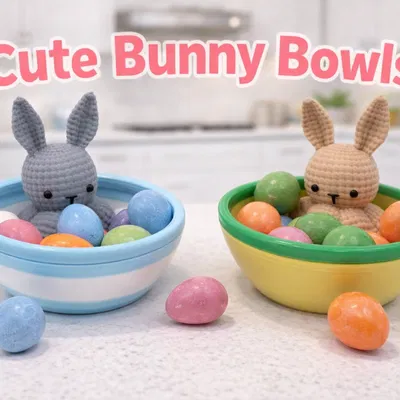 Cute Bunny Bowls - Mô hình khay đựng đồ hình thỏ 3D dễ thương