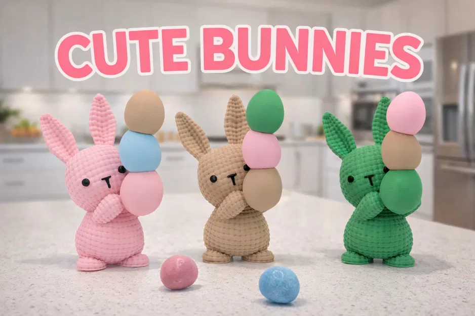 Mô hình thỏ Cute Bunnies in 3D trang trí decor xinh xắn - Image 1