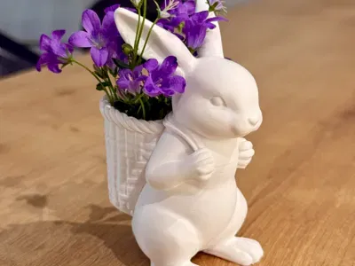 Mô hình chú thỏ đeo giỏ trang trí - In 3D dễ thương cho mùa xuân - Image 1