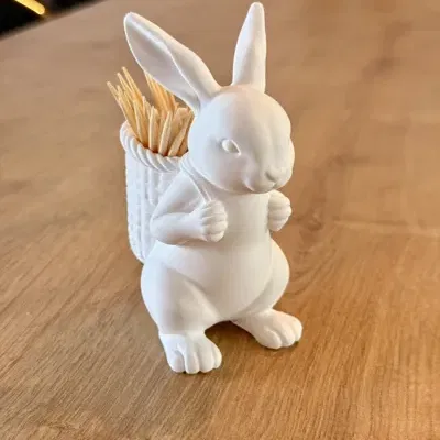 Mô hình chú thỏ đeo giỏ trang trí - In 3D dễ thương cho mùa xuân
