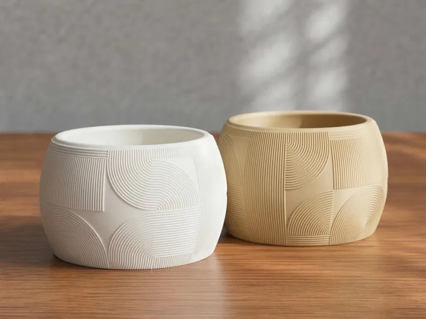 Bộ Bình Hoa Hình Học Uốn Lượn Phong Cách Art Deco - Mẫu Bình Họa Tiết Xoắn Ốc - Image 1