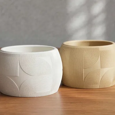 Bộ Bình Hoa Hình Học Uốn Lượn Phong Cách Art Deco - Mẫu Bình Họa Tiết Xoắn Ốc