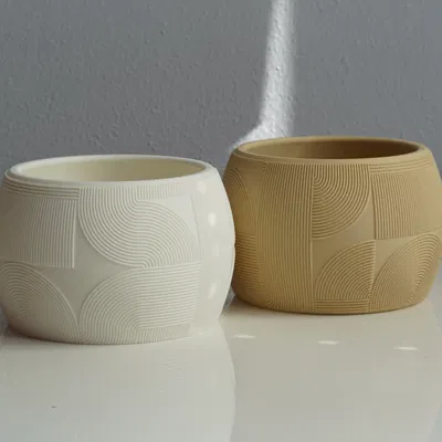 Bộ Bình Hoa Hình Học Uốn Lượn Phong Cách Art Deco - Mẫu Bình Họa Tiết Xoắn Ốc