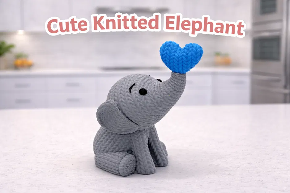 Mô hình chú voi đan len Cute Knitted Elephant xinh xắn (File in 3D) - Image 1