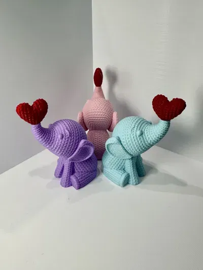 Mô hình chú voi đan len Cute Knitted Elephant xinh xắn (File in 3D) - Image 2