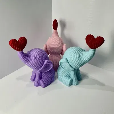 Mô hình chú voi đan len Cute Knitted Elephant xinh xắn (File in 3D)