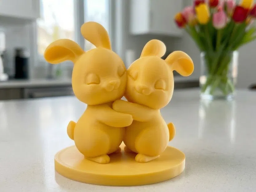 Mô hình cặp đôi thỏ ôm nhau Chibi dễ thương trang trí Phục sinh - Image 1