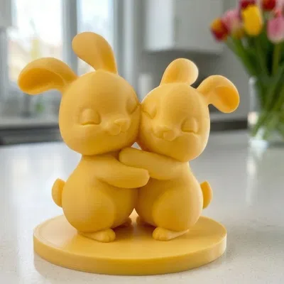 Mô hình cặp đôi thỏ ôm nhau Chibi dễ thương trang trí Phục sinh