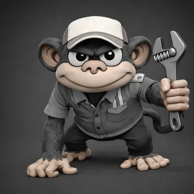 Mô hình chú khỉ thợ máy (Grease Monkey Desk Thing) in 3D trang trí