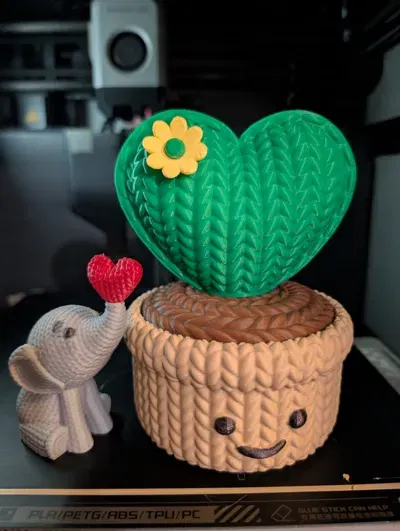 Mô hình in 3D xương rồng trái tim đan len (Knitted Heart Cactus) cực yêu - Image 2