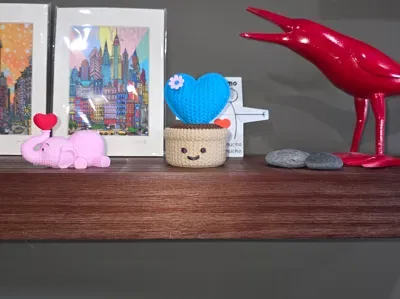 Mô hình in 3D xương rồng trái tim đan len (Knitted Heart Cactus) cực yêu - Image 3