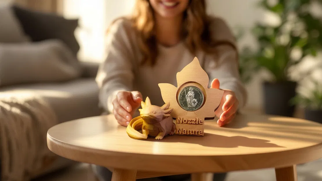 Mô hình Axolotl 3D và đế trưng bày xu gỗ độc đáo - Image 1