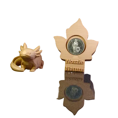 Mô hình Axolotl 3D và đế trưng bày xu gỗ độc đáo