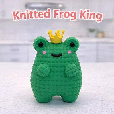 Mô hình ếch hoàng tử đan len (Knitted Frog king)