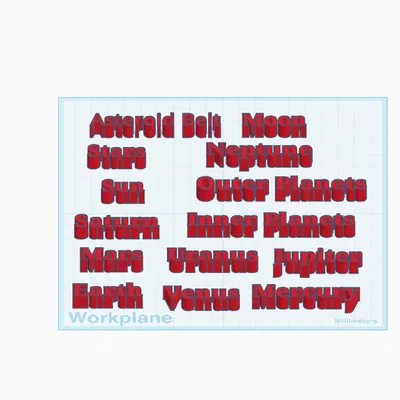 Mô hình chữ 3D tên các hành tinh trong Hệ Mặt Trời cho bé