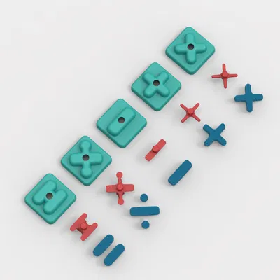 Khuôn tạo hình ký hiệu toán học bằng đất sét kèm tấm đẩy