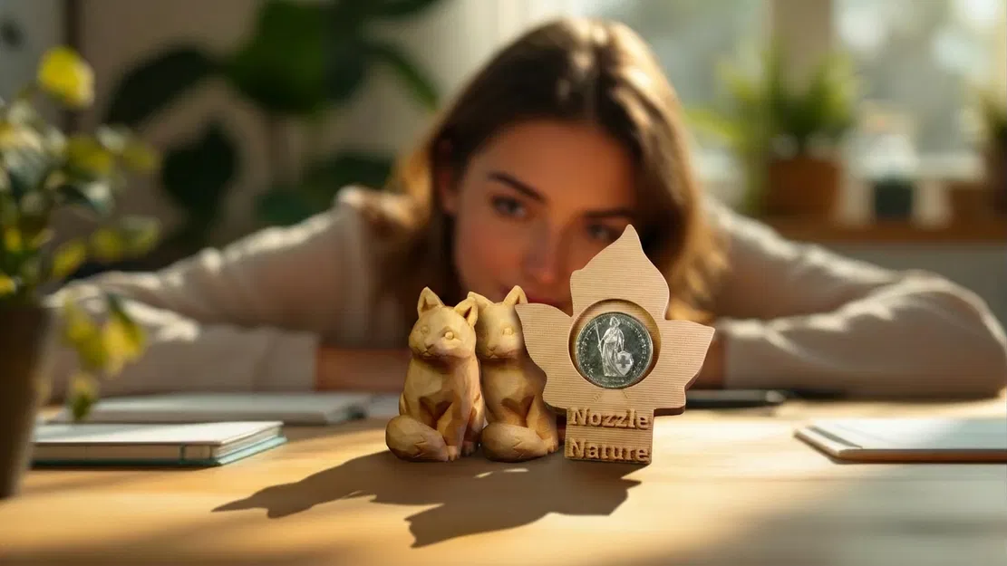 Mô hình chú cáo ngồi (Fox Wood sitting) trang trí in 3D độc đáo - Image 1