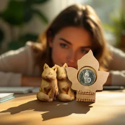 Mô hình chú cáo ngồi (Fox Wood sitting) trang trí in 3D độc đáo