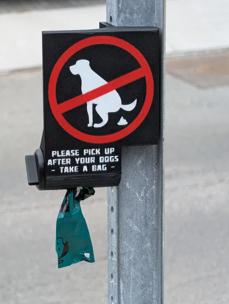 Bảng cảnh báo "Không cho chó đi vệ sinh" kèm hộp đựng túi hốt phân - Image 1