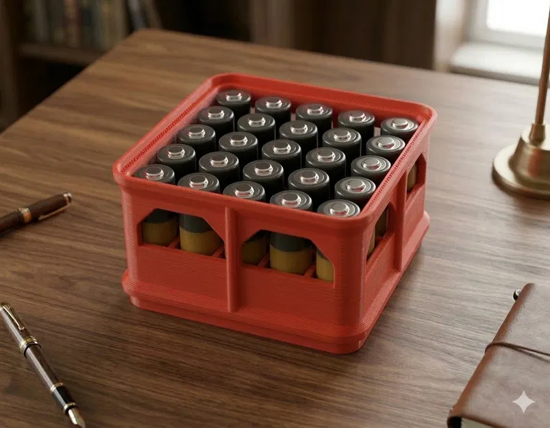 Hộp Đựng Pin AA 25 Viên Xếp Chồng Thông Minh - File In 3D Tiện Dụng - Image 1