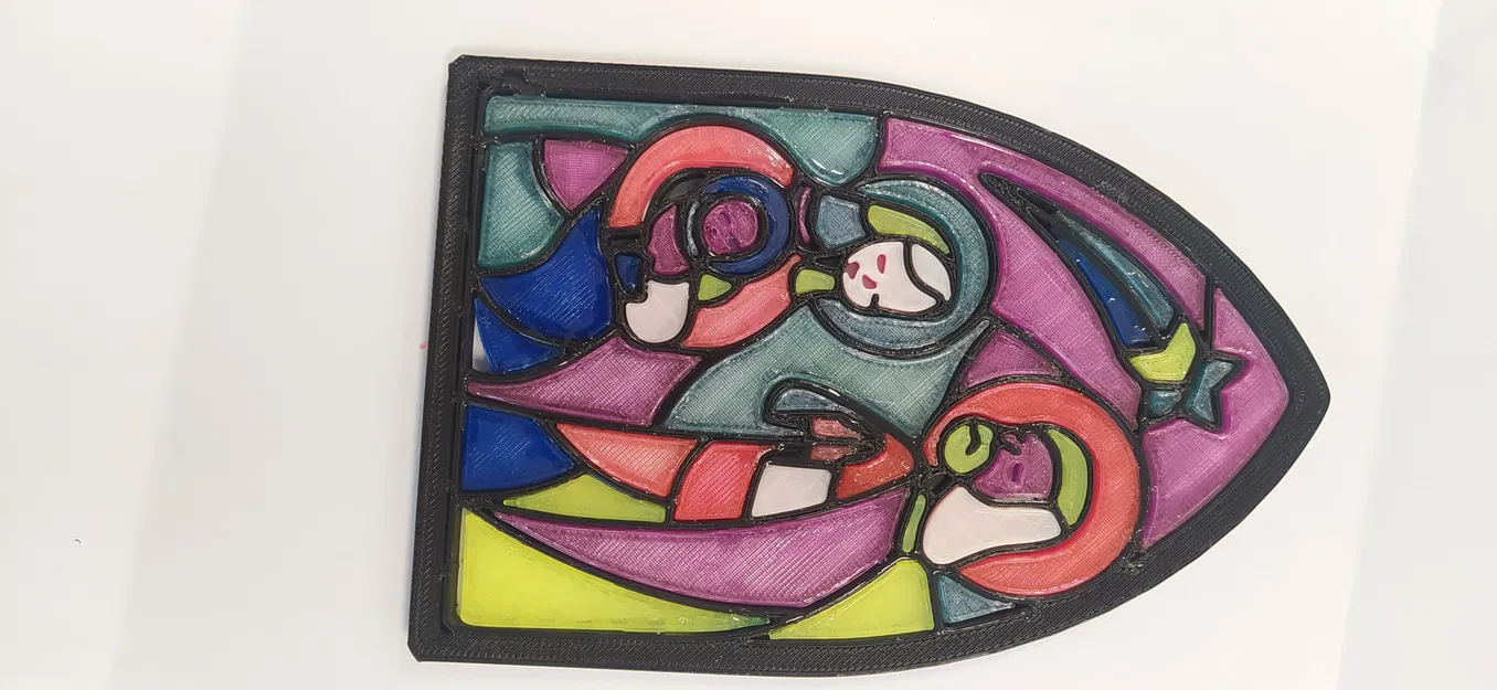 Mẫu trang trí Giáng sinh kính màu hình Chúa giáng sinh phong cách Picasso - Image 1