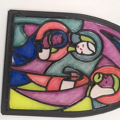 Mẫu trang trí Giáng sinh kính màu hình Chúa giáng sinh phong cách Picasso