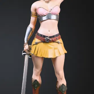 Mô hình nữ chiến binh Amazon cầm chiến tích - Tệp in 3D STL độc đáo