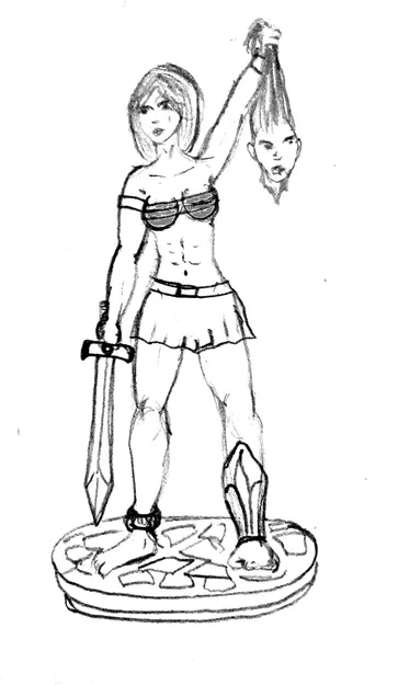 Mô hình nữ chiến binh Amazon cầm chiến tích - Tệp in 3D STL độc đáo - Image 3