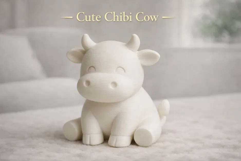 Mô hình chú bò Chibi dễ thương để bàn - File in 3D siêu cute - Image 1