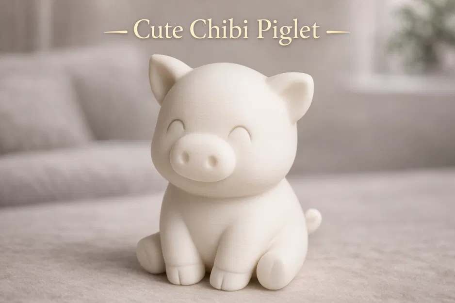 Mô hình chú heo con Chibi (Cute Chibi Piglet) in 3D dễ thương - Image 1