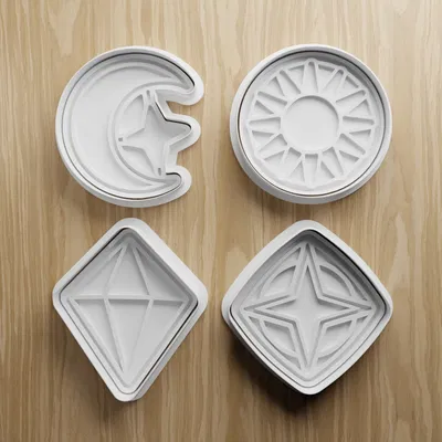 Bộ file STL khuôn làm bánh Celestial | Khuôn cắt bánh quy, fondant chủ đề vũ trụ - In 3D