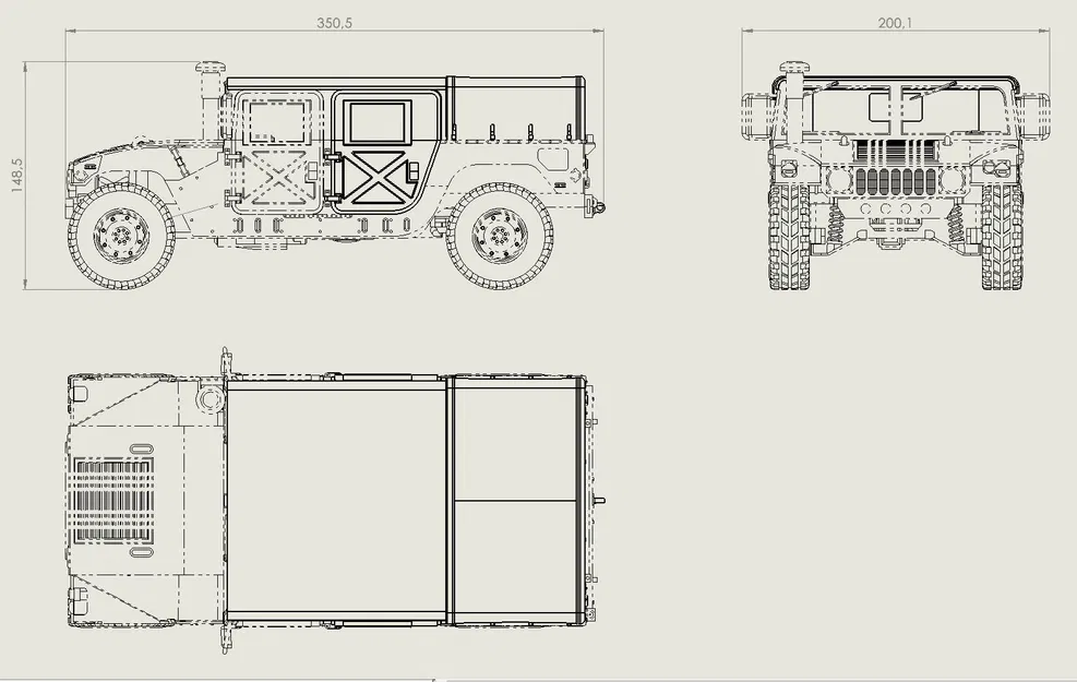 Mô hình HUMVEE M998 phiên bản mui bạt - Image 5