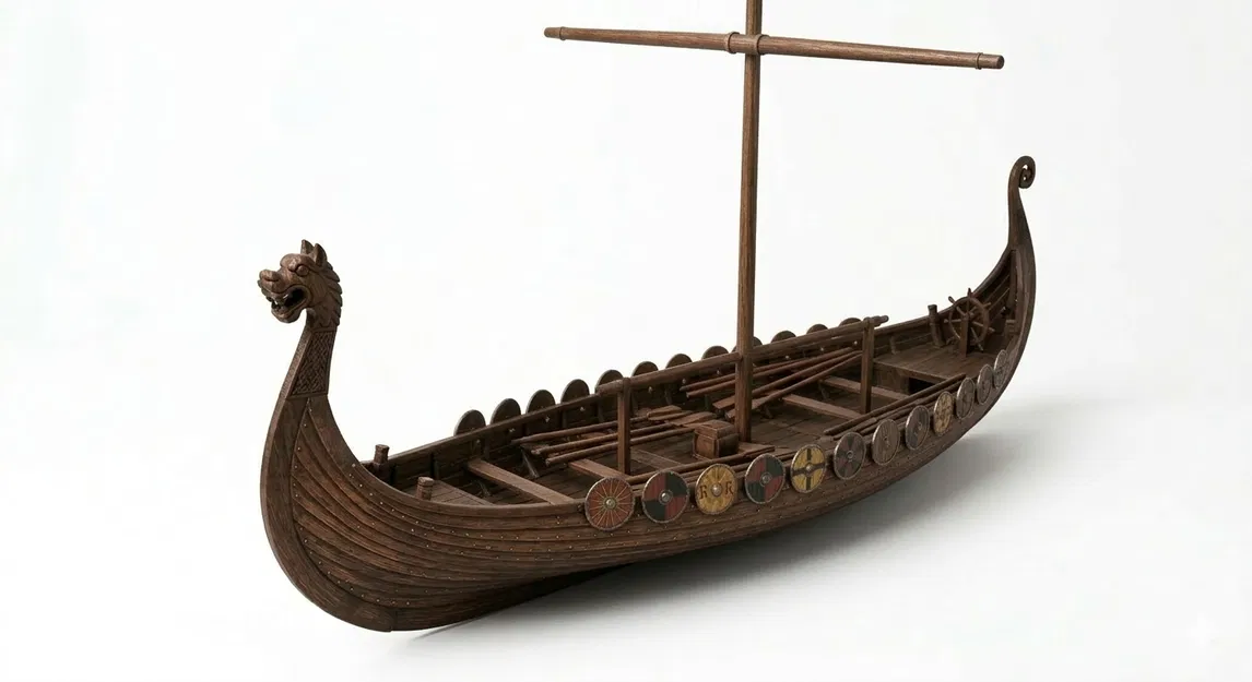 Mô hình tàu chiến Viking Longship 3D đầy đủ chi tiết cho người chơi - Image 1