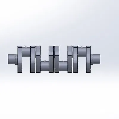 Mô hình 3D trục khuỷu động cơ 4 xi lanh chi tiết